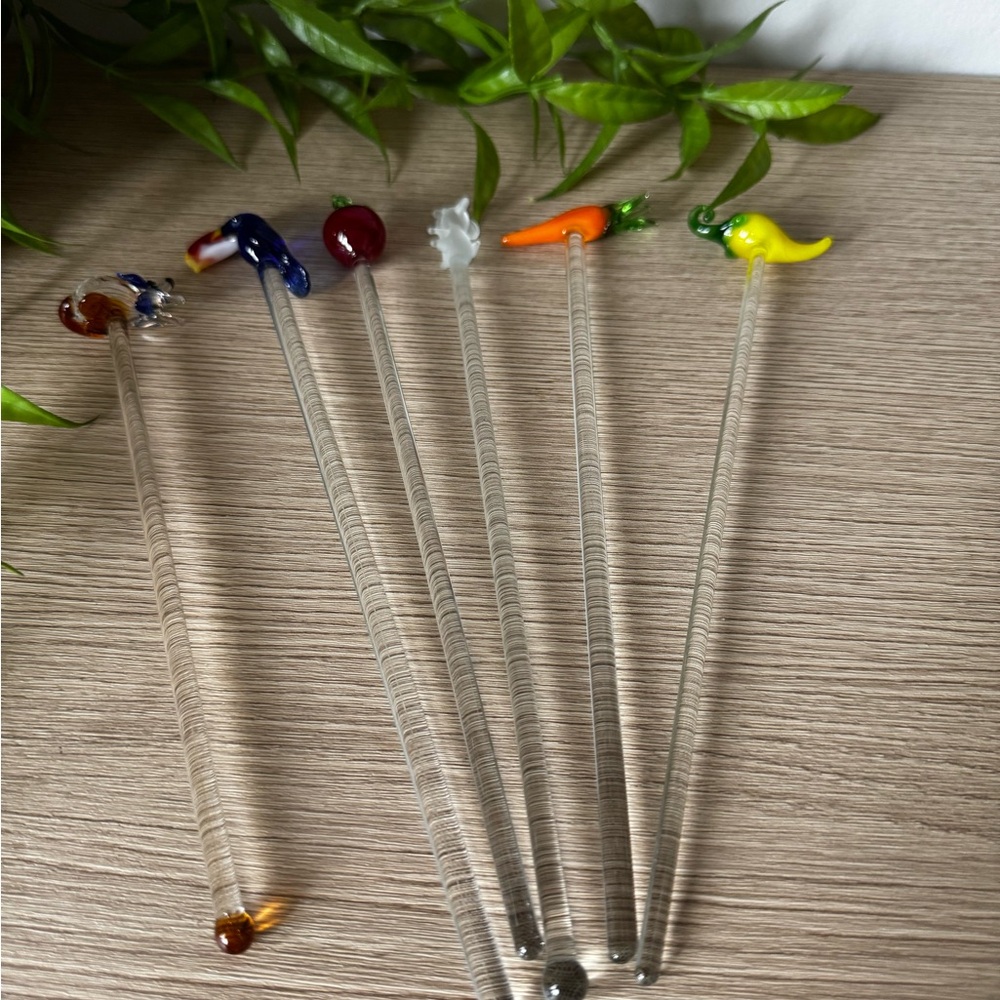 Colorful Glass Stir Sticks Set